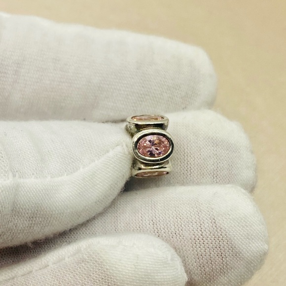 EUC Pandora 790311PCZ Sterling Silver w/ Pink Zirconia Oval Lights Charm - Picture 4 of 9